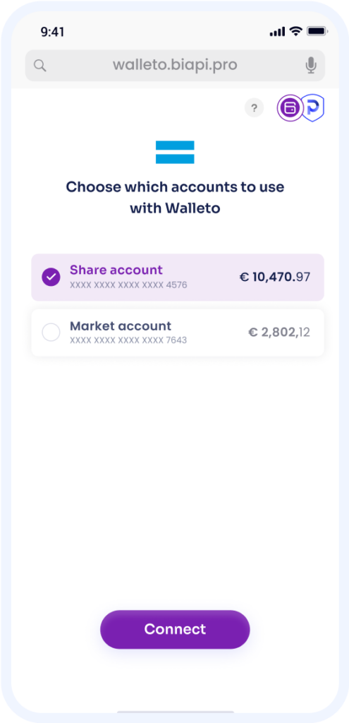 screenshot of the application walleto